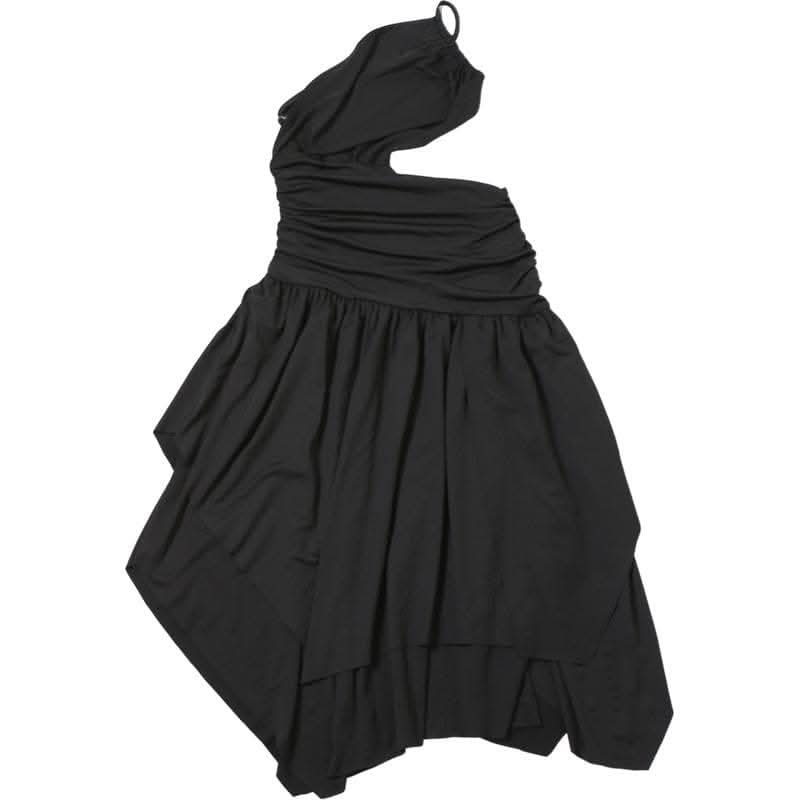One shoulder hollow out ruched ruffle cut out midi dress-final-sale  | Festival Outfits Women