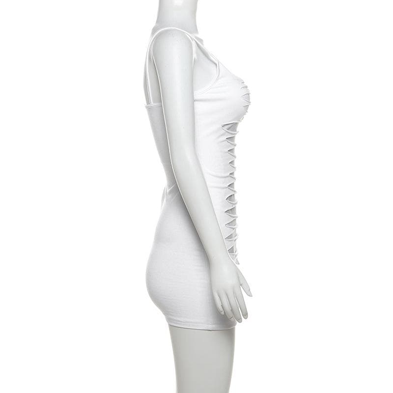 U neck body print hollow out cami cut out mini dress  | Festival Outfits Women