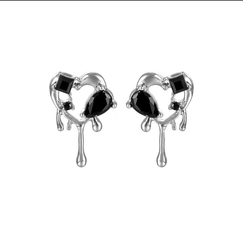 Heart rhinestone stud earrings  | Festival Outfits Women