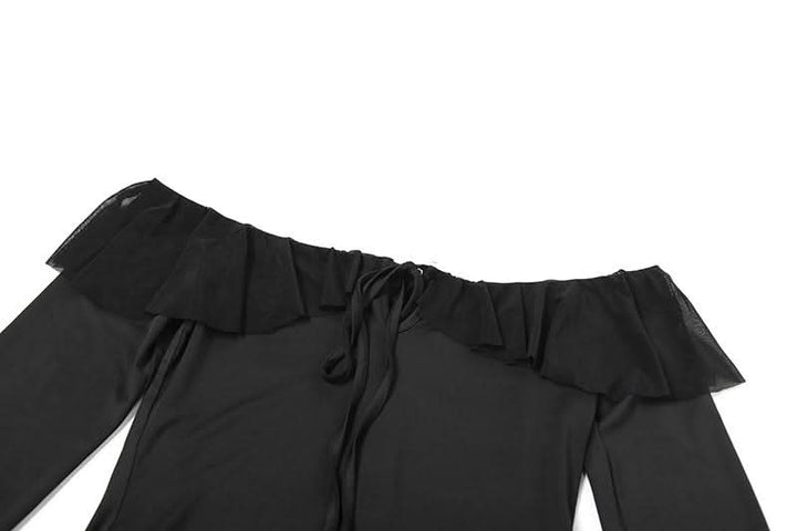 Long sleeve off shoulder ruffle mini dress  | Festival Outfits Women