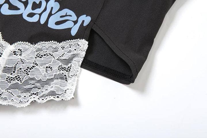 Halter lace patchwork letter pattern top-final-sale  | Festival Outfits Women