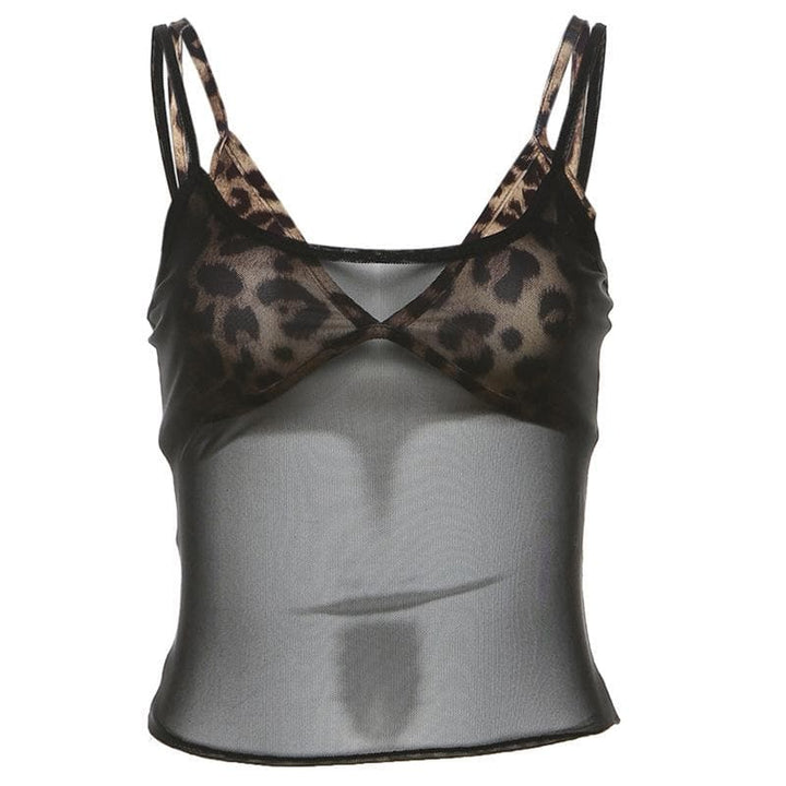 Leopard print mesh 2 piece top  | Festival Outfits Women  | Cheetah Print Top