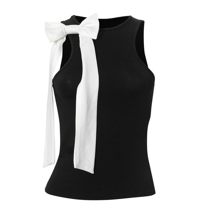 Crew neck bowknot applique tank top  | Festival Outfits Women