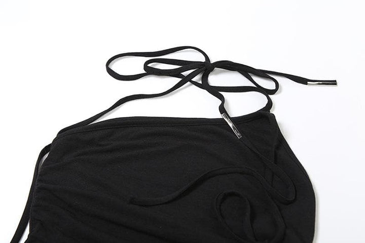 Halter backless solid ruched top  | Festival Outfits Women-final-sale