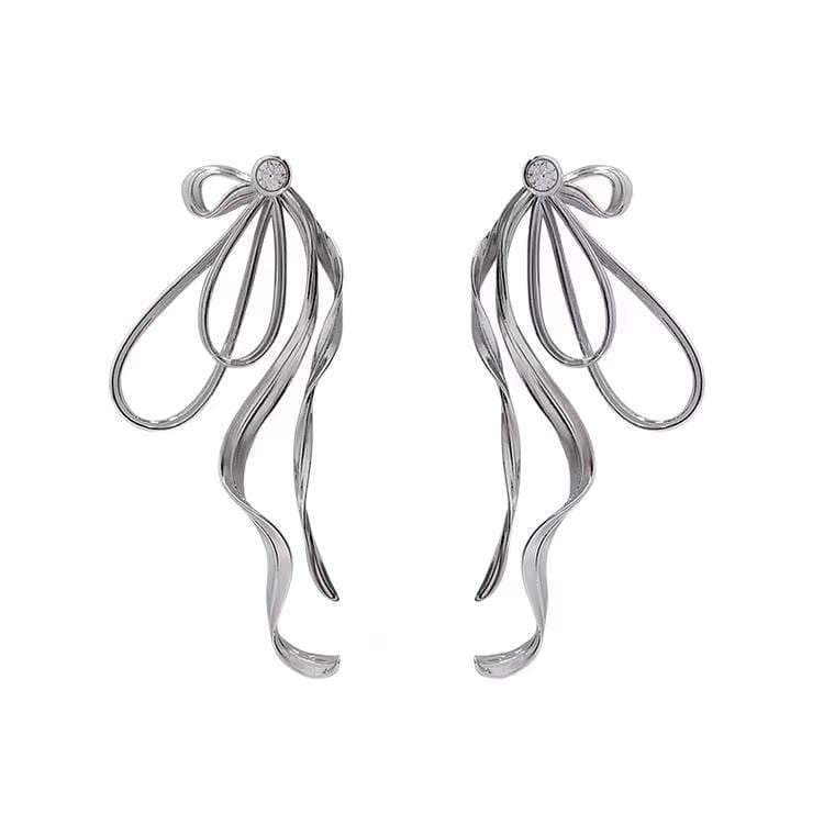 Rhinestone solid bowknot stud earrings  | Festival Outfits Women