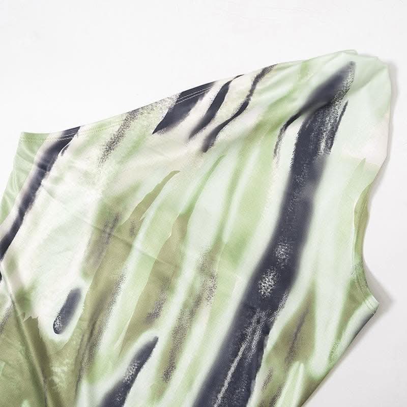 One shoulder backless tie dye irregular midi dress-final-sale  | Festival Outfits Women