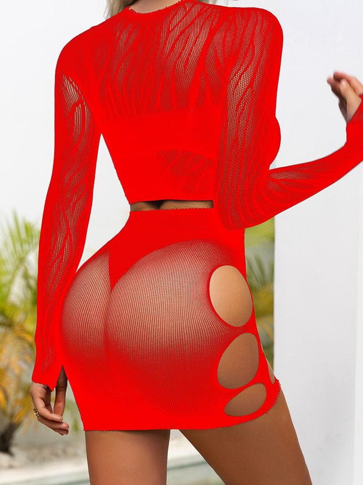 Long sleeve zebra sheer mesh mini skirt set  | Festival Outfits Women