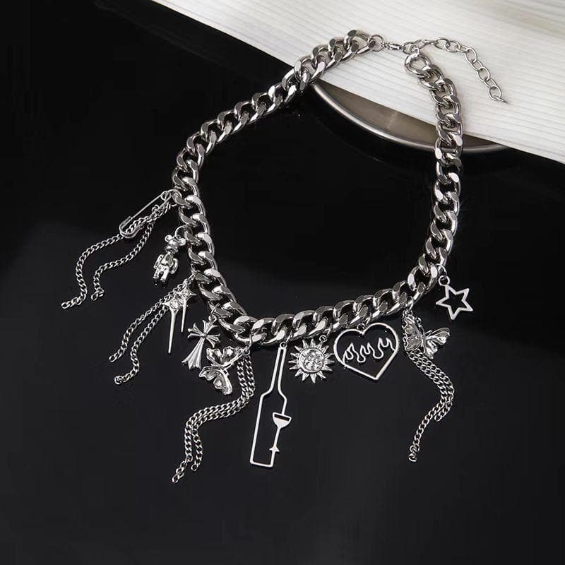Star heart cross bear bottle butterfly necklace  | Festival Outfits Women
