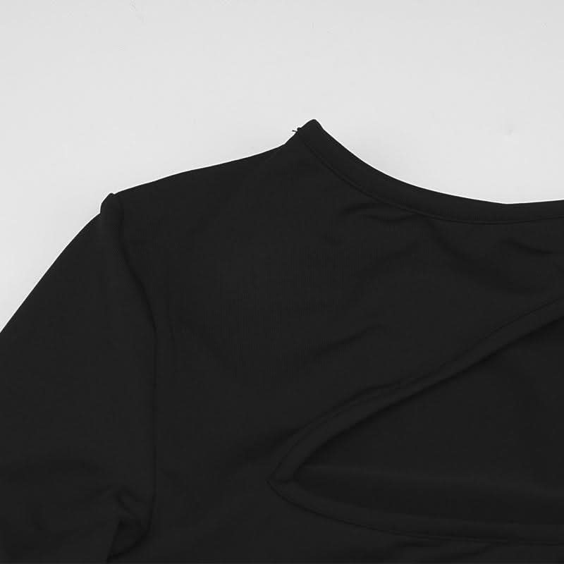 U neck long sleeve hollow out backless cut out mini dress  | Festival Outfits Women