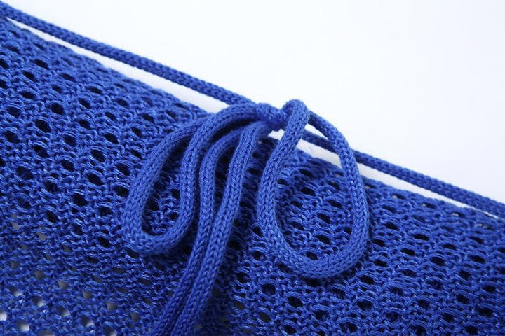 Knitted ruffle see through knotted tube mini dress  | Festival Outfits Women