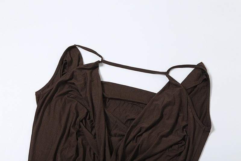 Cowl neck belt backless cami mini dress  | Festival Outfits Women