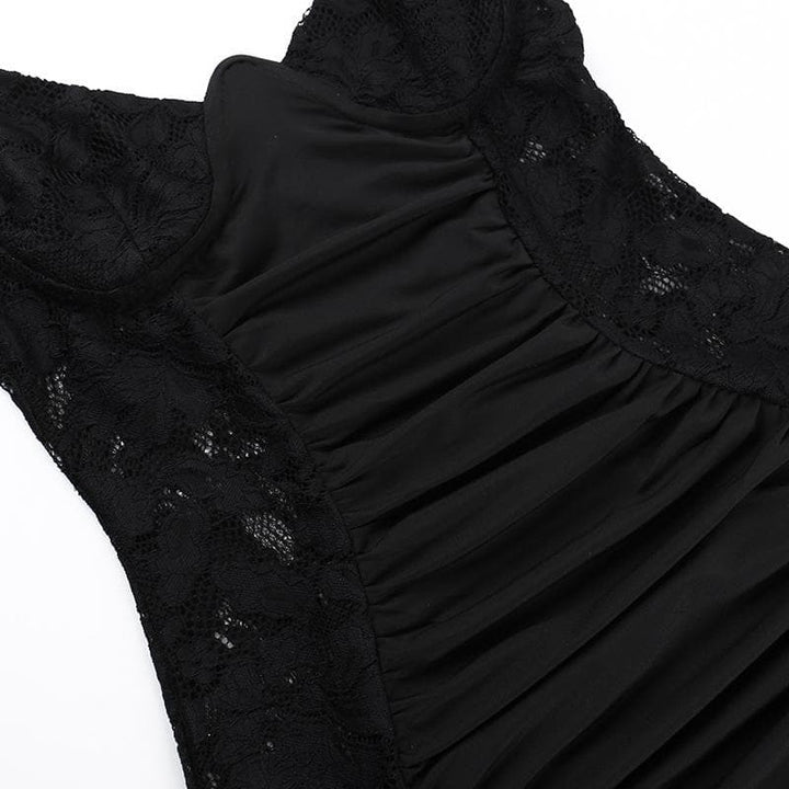 V neck lace ruched backless cami mini dress  | Festival Outfits Women