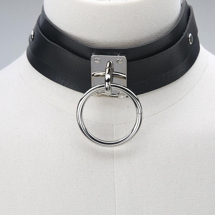 O ring PU leather adjustable choker necklace  | Festival Outfits Women