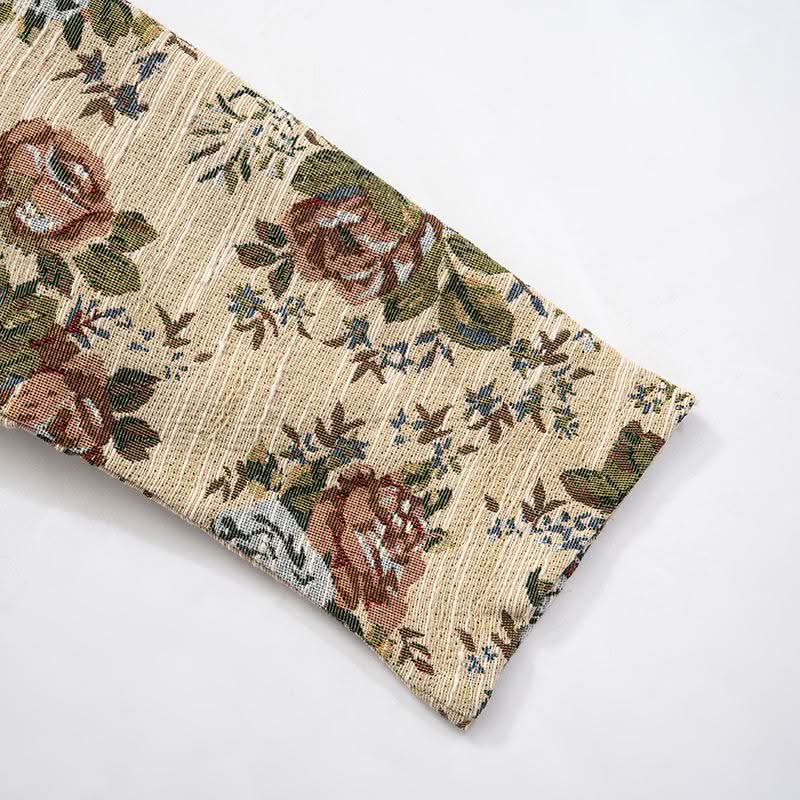 Zip-up long sleeve drawstring flower print top  | Festival Outfits Women