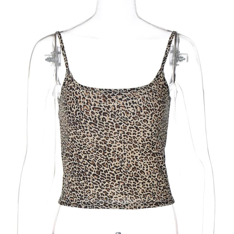 Leopard print u neck backless cami top  | Festival Outfits Women  | Cheetah Print Top