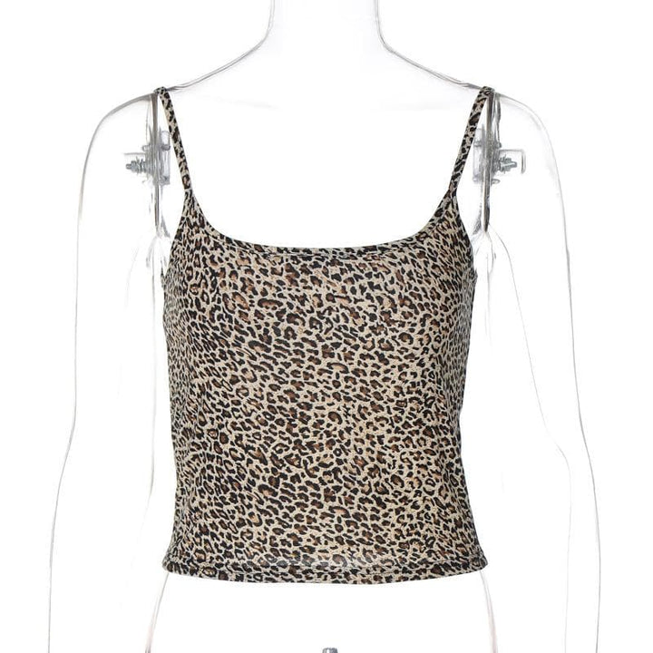 Leopard print u neck backless cami top  | Festival Outfits Women  | Cheetah Print Top