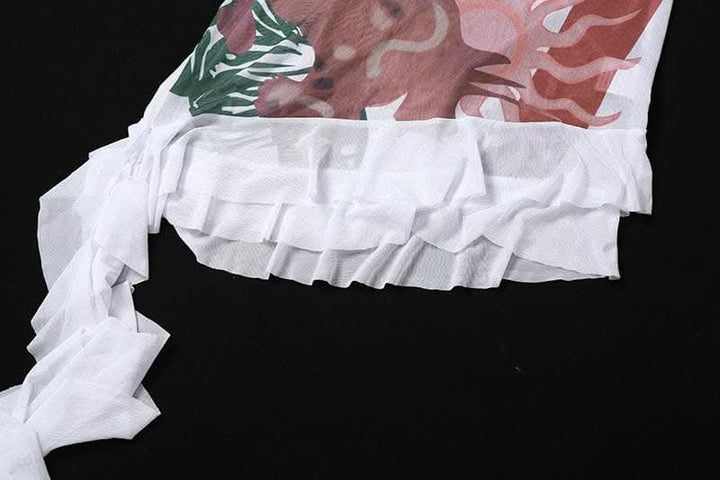 Abstract contrast cowl neck halter backless irregular mini dress-final-sale  | Festival Outfits Women