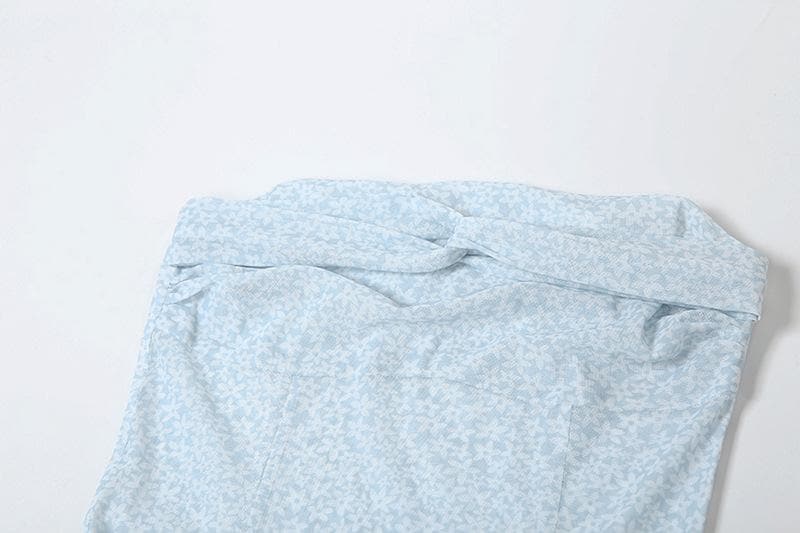 Sheer mesh ruffle flower print tube midi dress  | Festival Outfits Women