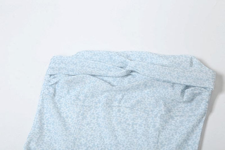 Sheer mesh ruffle flower print tube midi dress  | Festival Outfits Women