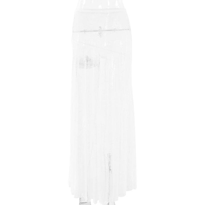 Lace see through solid stitch maxi skirt  | Festival Outfits Women