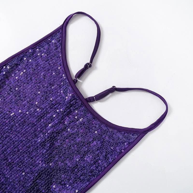 Glitter u neck see through backless cami maxi dress-final-sale  | Festival Outfits Women
