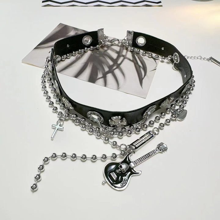 Guitar pendant faux pearl choker necklace  | Festival Outfits Women