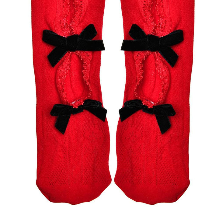 Lace hollow out bowknot contrast tights  | Festival Outfits Women