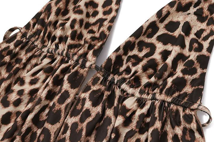 Leopard print halter self tie backless top  | Festival Outfits Women  | Cheetah Print Top