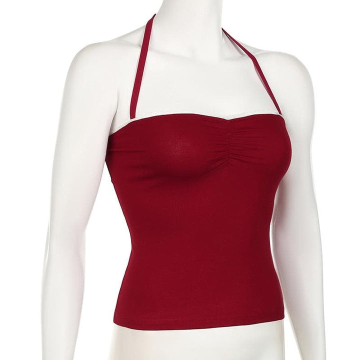 Tufafin Halter ruched mai kauri mara baya | Kayan Biki na Mata