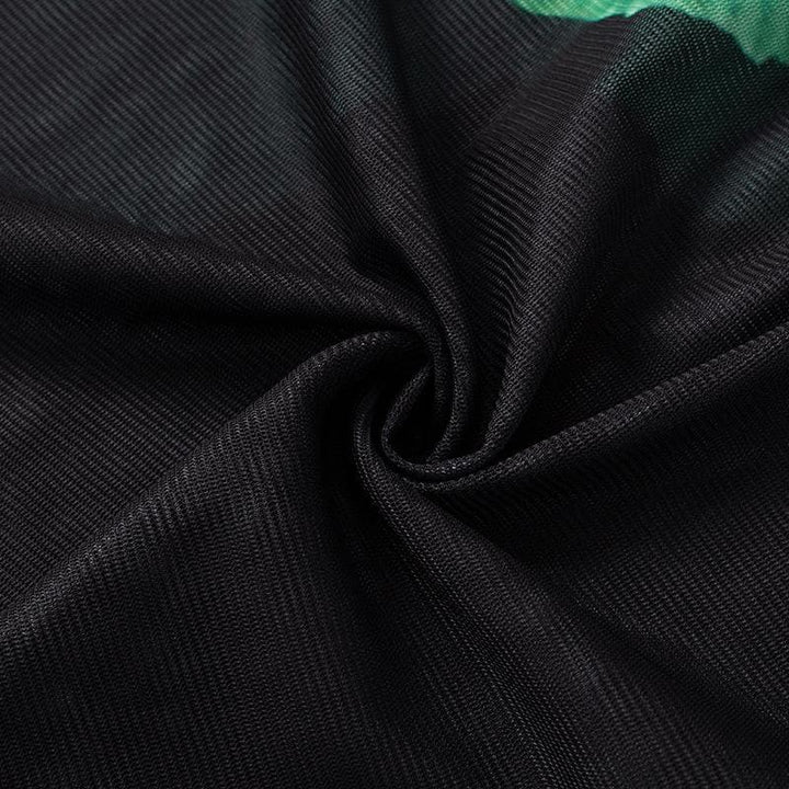 Riga mai dogon hannu mai sheer mesh print crewneck maxi | Kayan Biki na Mata