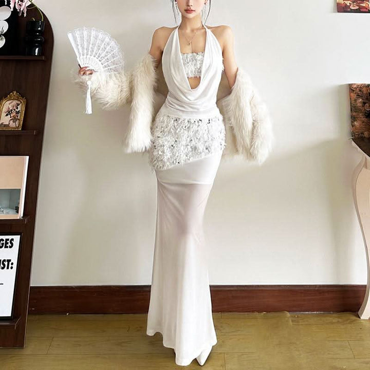 Glitter mesh patchwork fluffy maxi skirt  | Festival Outfits Women