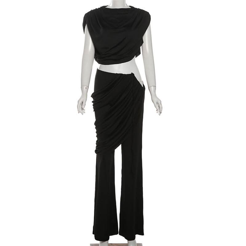 Cap sleeve ruched solid pant set  | Festival Outfits Women