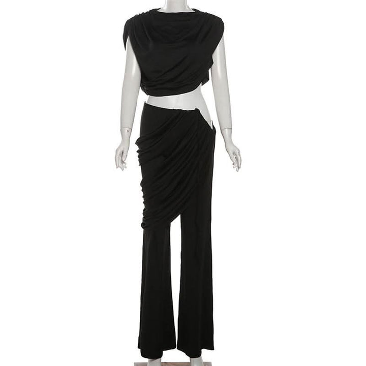Cap sleeve ruched solid pant set  | Festival Outfits Women