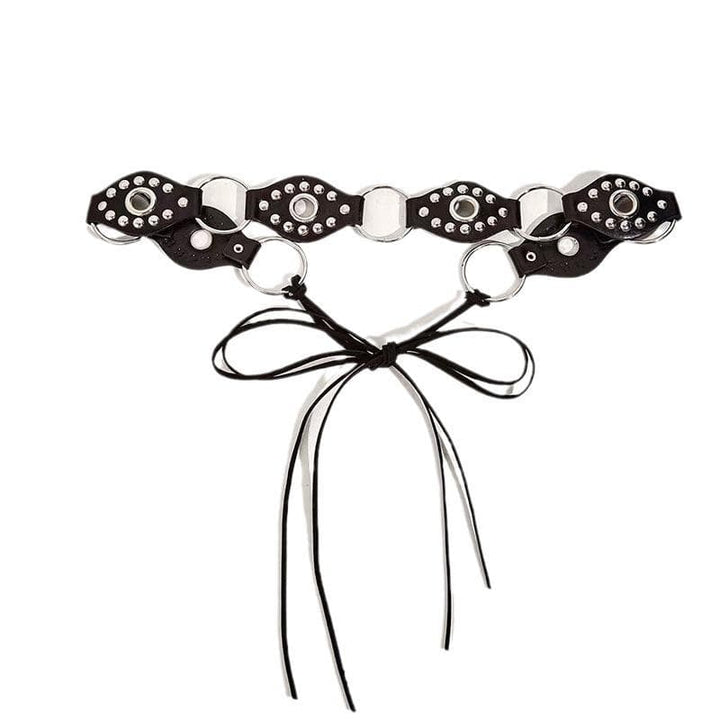 PU leather o ring rivet knotted belt  | Festival Outfits Women