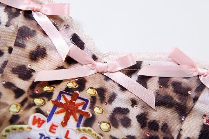 Bowknot leopard print lace hem backless tube top  | Festival Outfits Women  | Cheetah Print Top