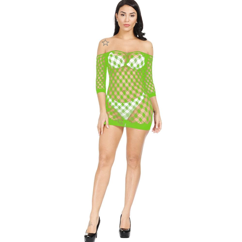 Long sleeve off shoulder net backless mini dress  | Festival Outfits Women