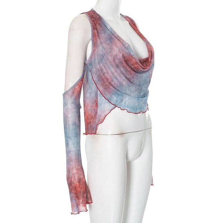 Cowl neck off shoulder ruffle top  | Festival Outfits Women