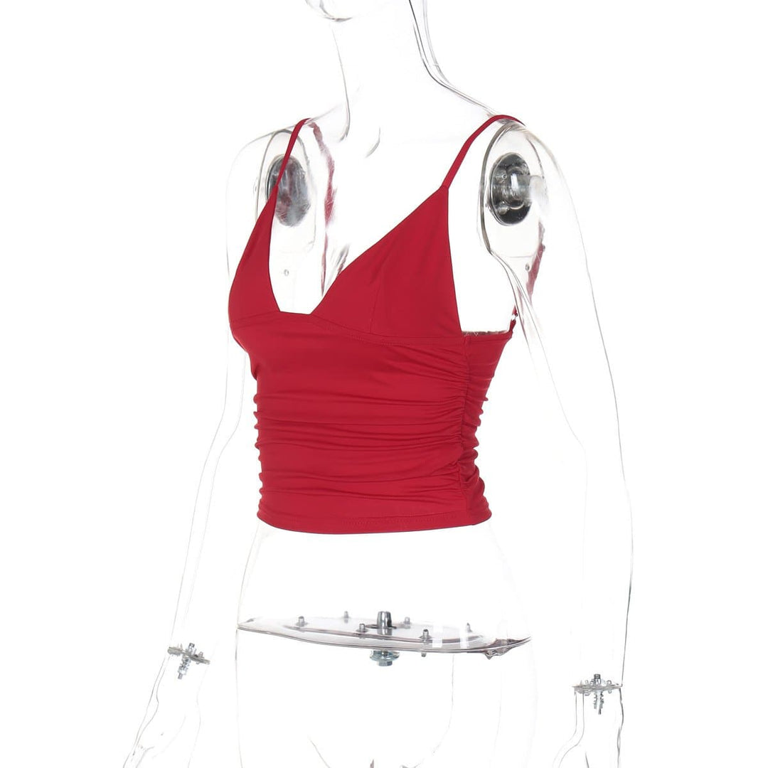 Ruched backless solid crop top  | Festival Outfits Women