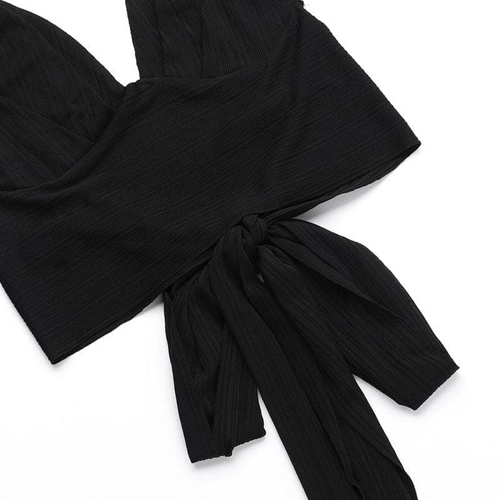 Halter v neck knotted backless maxi skirt set  | Festival Outfits Women