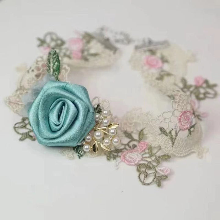 Rose applique lace faux pearl choker necklace  | Festival Outfits Women