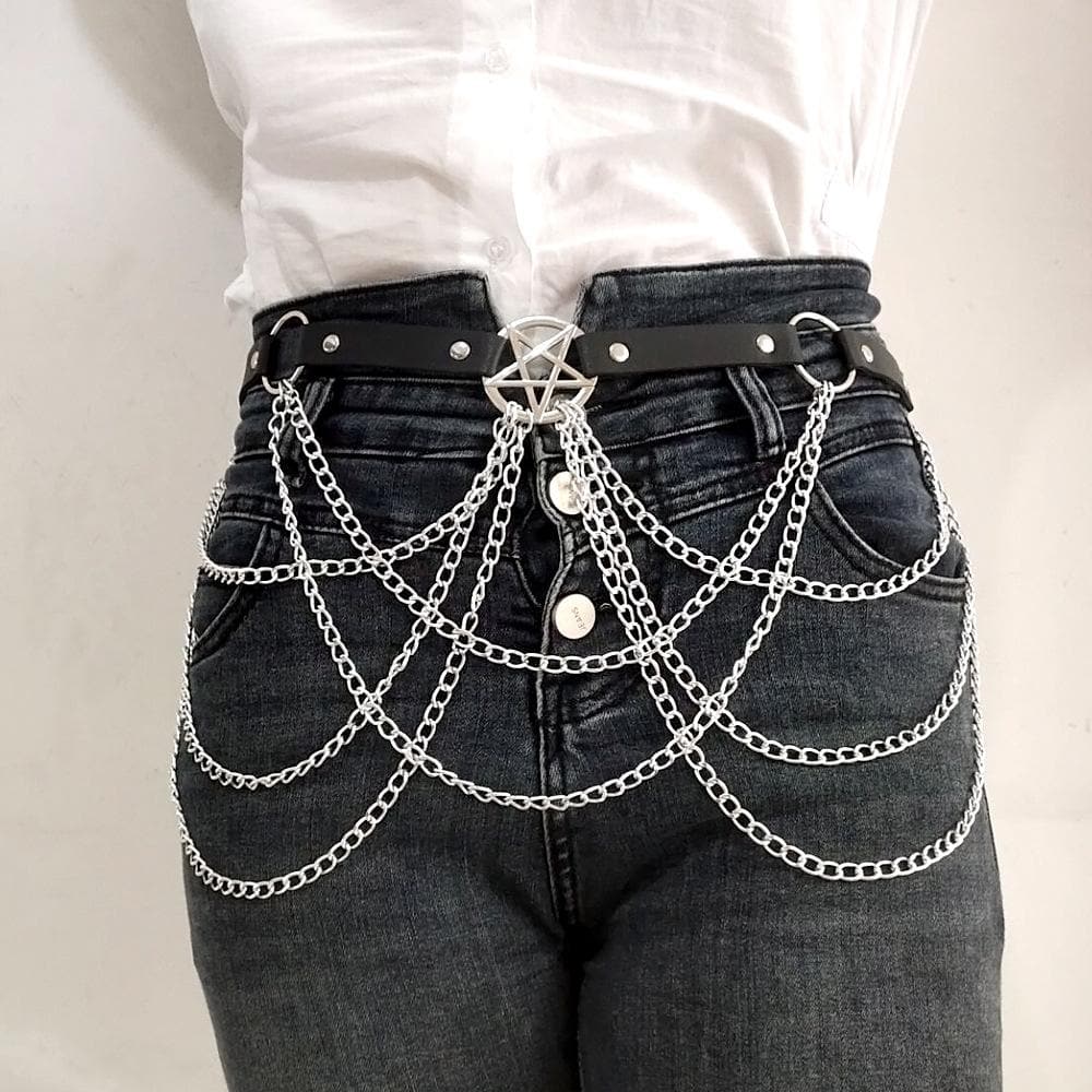 Metal chain star decor layered belt  | Festival Outfits Women