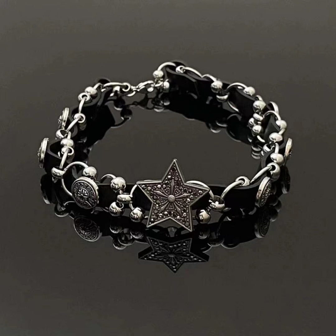 Star decor PU leather adjustable choker necklace  | Festival Outfits Women