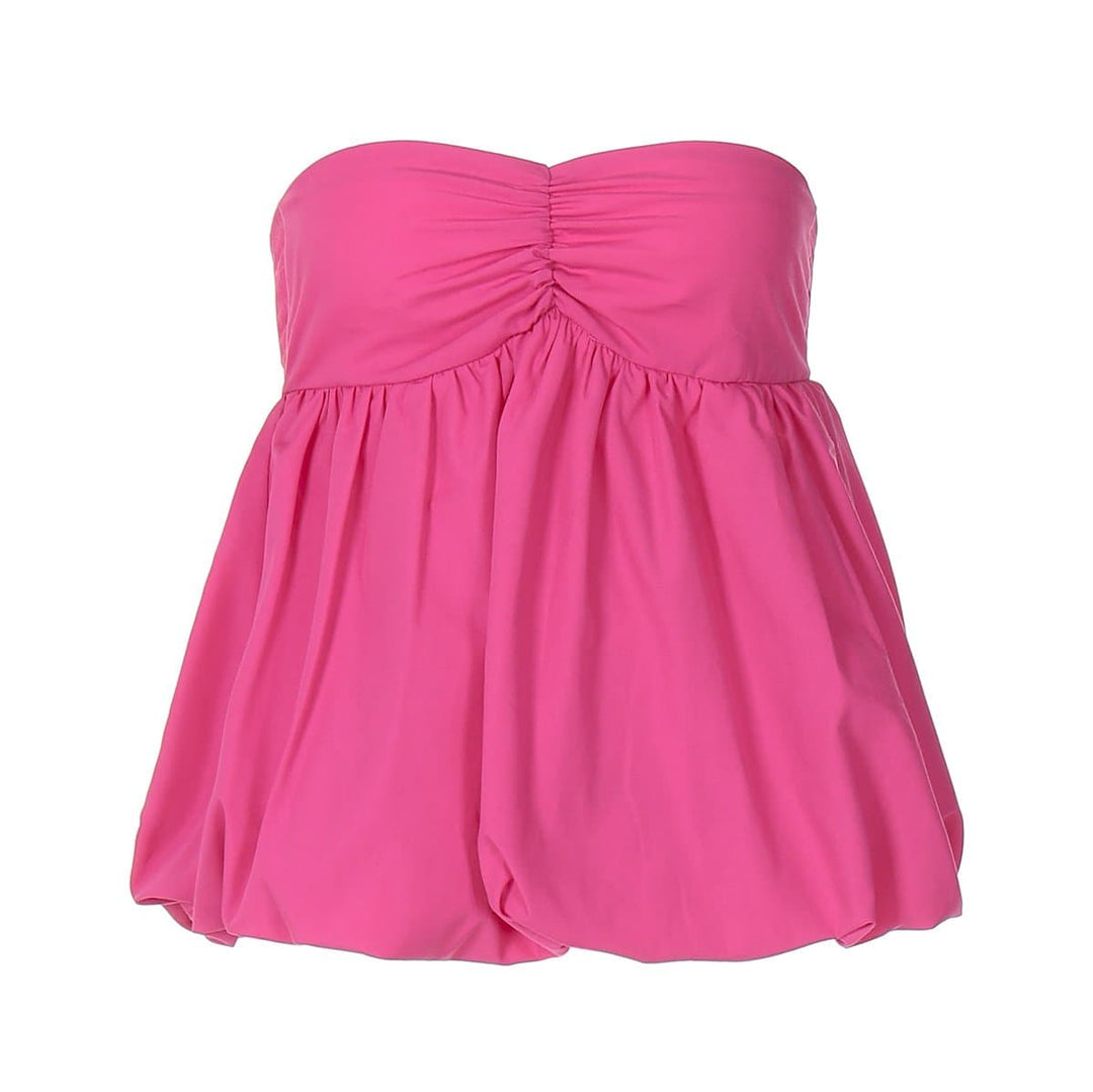 Ruched backless solid tube top  | Festival Outfits Women