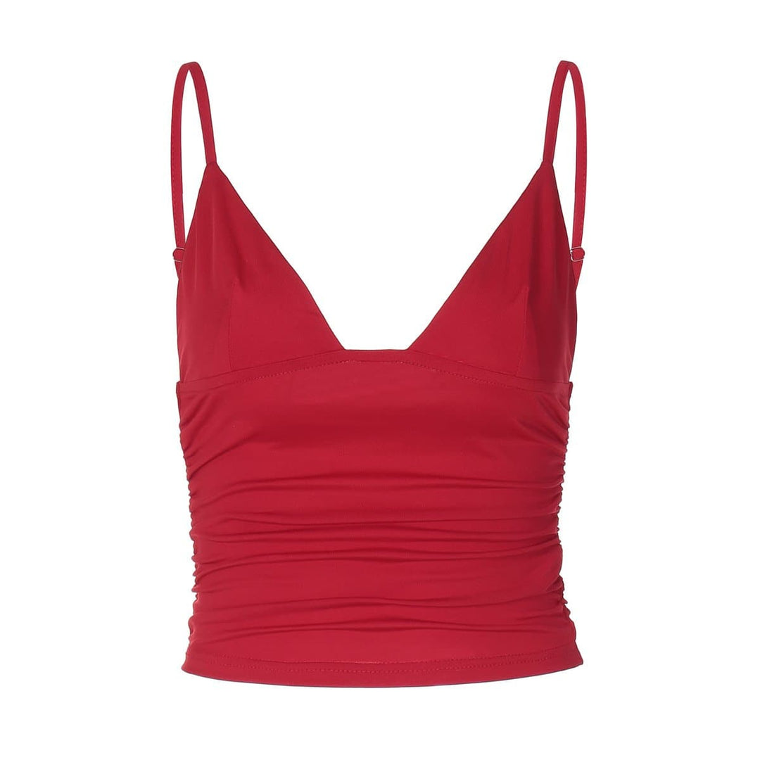 Ruched backless solid crop top  | Festival Outfits Women