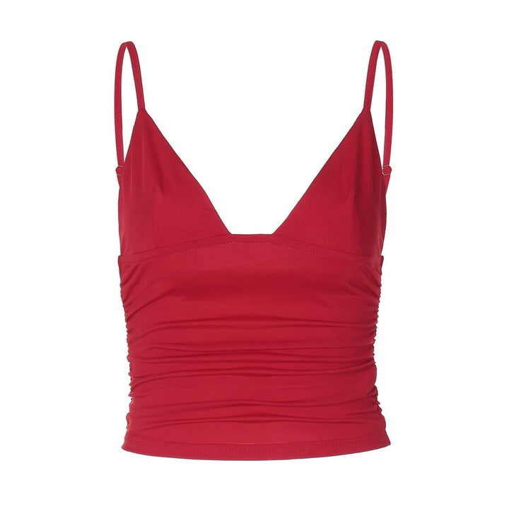 Ruched backless solid crop top  | Festival Outfits Women