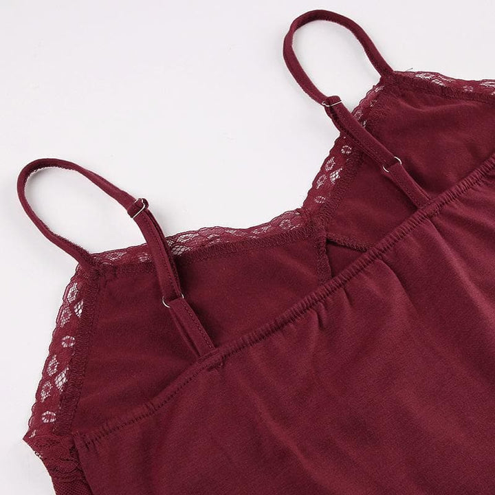 Lace patchwork bowknot backless cami top  | Festival Outfits Women-final-sale