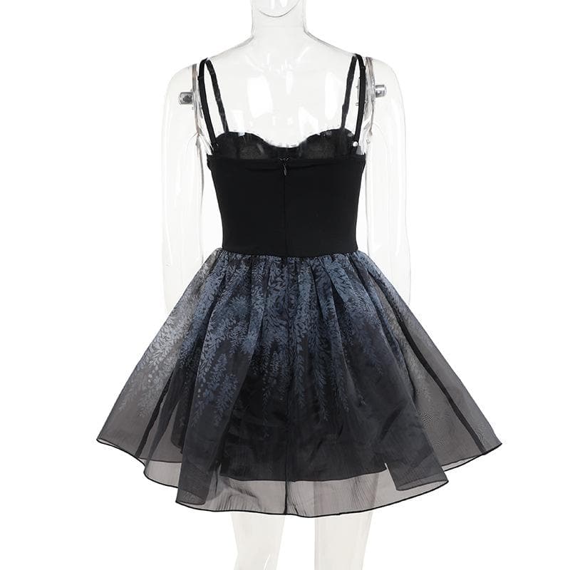 Riga mai laushi da aka yi da lace hem sweetheart, mai lace up print ruched cami mini dress | Kayan Biki na Mata