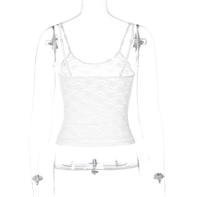U neck see through lace backless cami top  | Festival Outfits Women