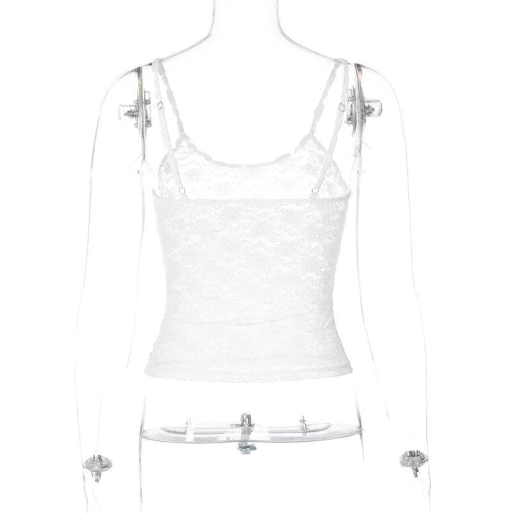 U neck see through lace backless cami top  | Festival Outfits Women