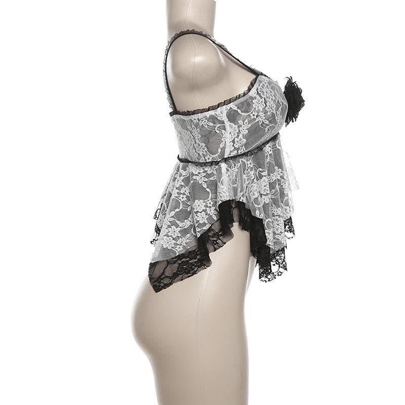 Tufafin da aka yi da lace patchwork na fure mai laushi | Kayan Biki na Mata